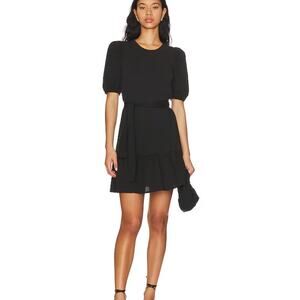 Nation Ltd Evangeline Belted Mini Dress Black Size Med Puff Sleeves